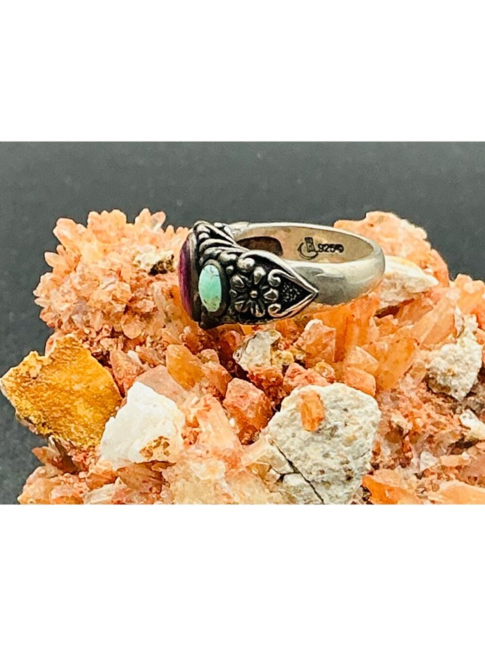 Carolyn Pollack Relios Turquoise & Rhodolite Sterling Ring - Picture 2 of 4